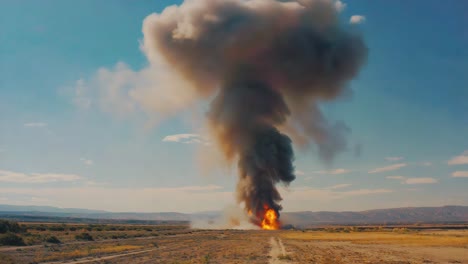 explosión en un paisaje desértico