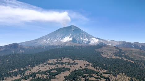 shot of popocatepetl volcano with fumarole