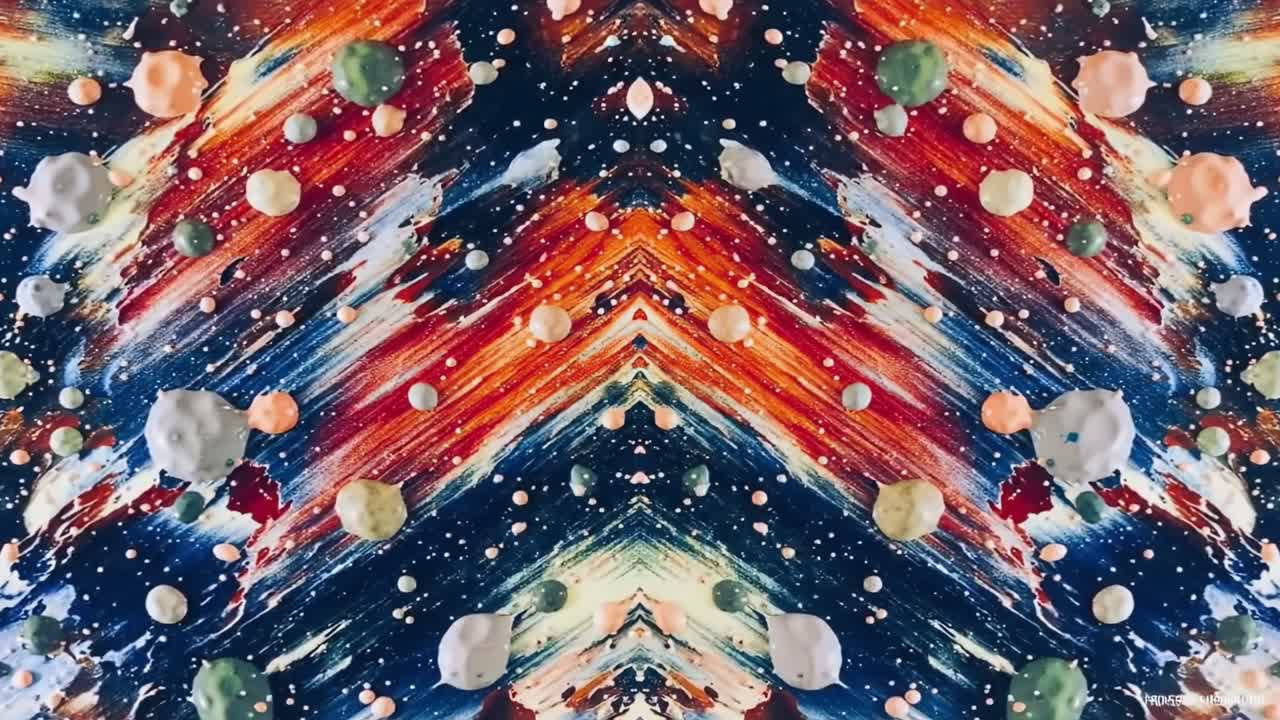 Abstract Painting with Splatters and Geometric Patterns