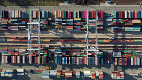 aerial top view of container cargo terminal in the export and import business and logistics international goods