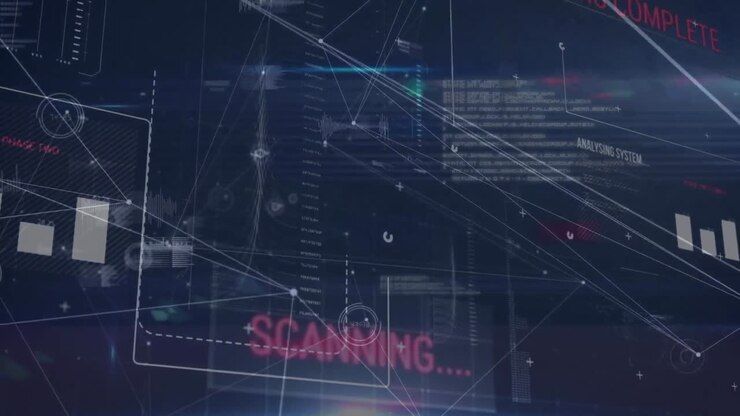 Animation af netværk af forbindelser over databehandling