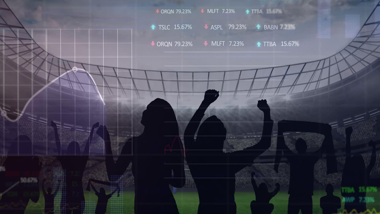 animación de gráficos y procesamiento de datos sobre los aficionados al deporte en el estadio
