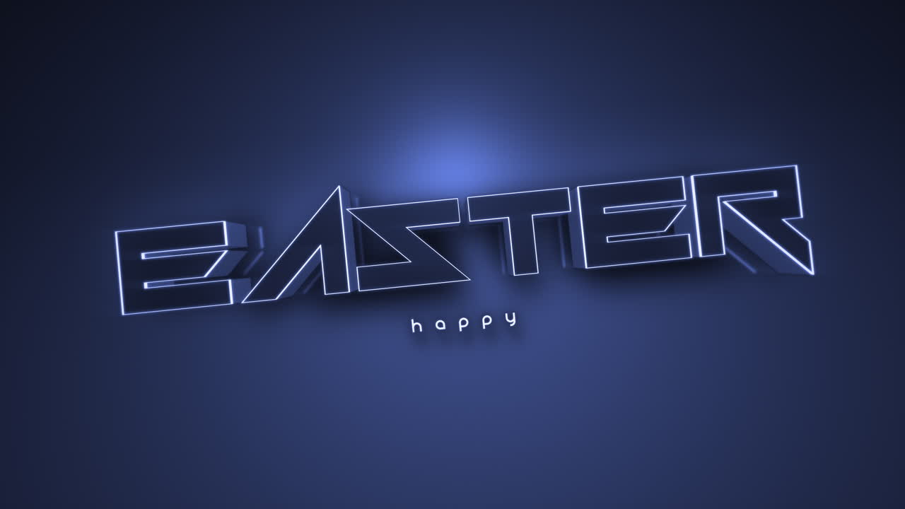 Monochrome Happy Easter on blue gradient