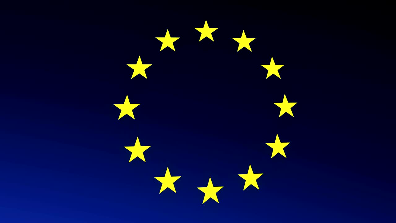 Bandiera dell'Unione Europea (UE). Clip video di animazione 4k.