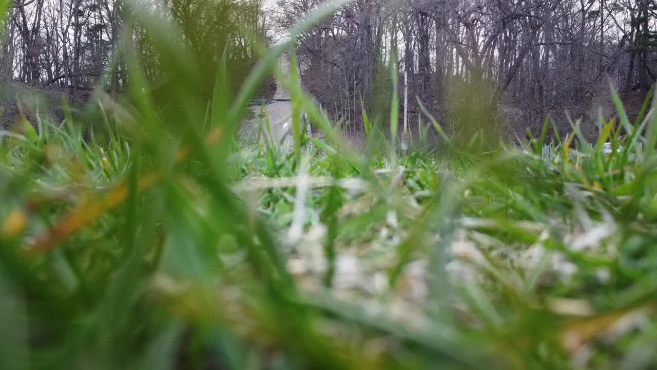 잔디에서 벗어나려고 시도하고 실패하는 드론