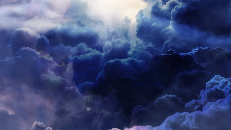 a thunderstorm within a thick cumulus cloud that was blue purple