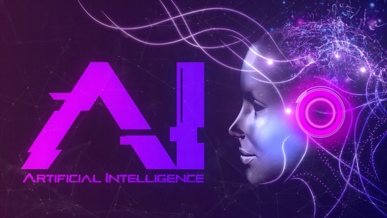 Beautiful animated motion design concept of a high tech computer simulated virtual persona representing the concept of Artificial Intelligence