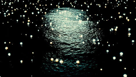 luces flotantes en el agua por la noche