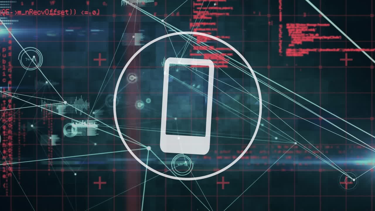 анимация цифровых икон, соединений и обработка данных