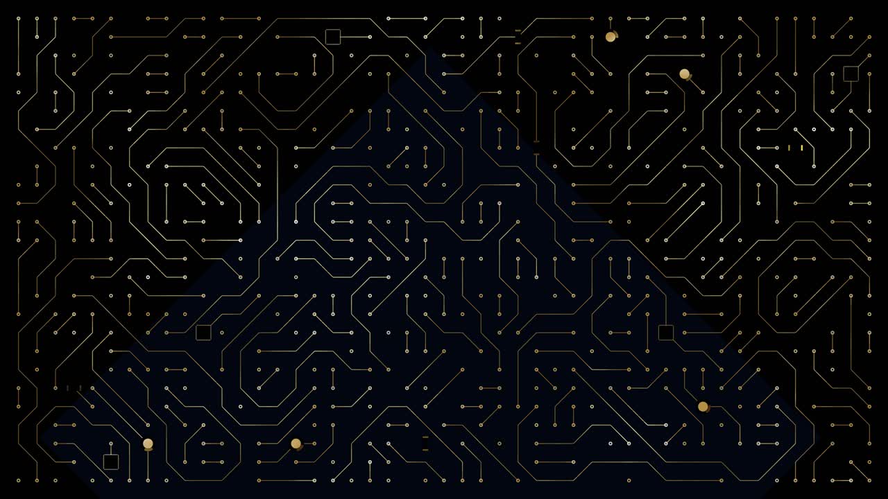 pulsating circuit board animated background, complex structure of electronic futuristic background, microchip, motherboard