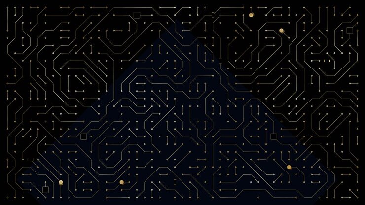 pulsating circuit board animated background, complex structure of electronic futuristic background, microchip, motherboard