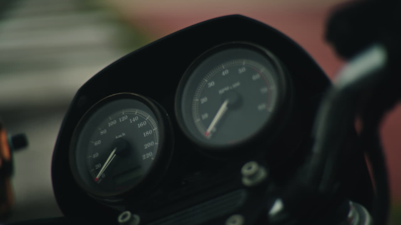 Motorcycle Dashboard with Speedometer and Tachometer