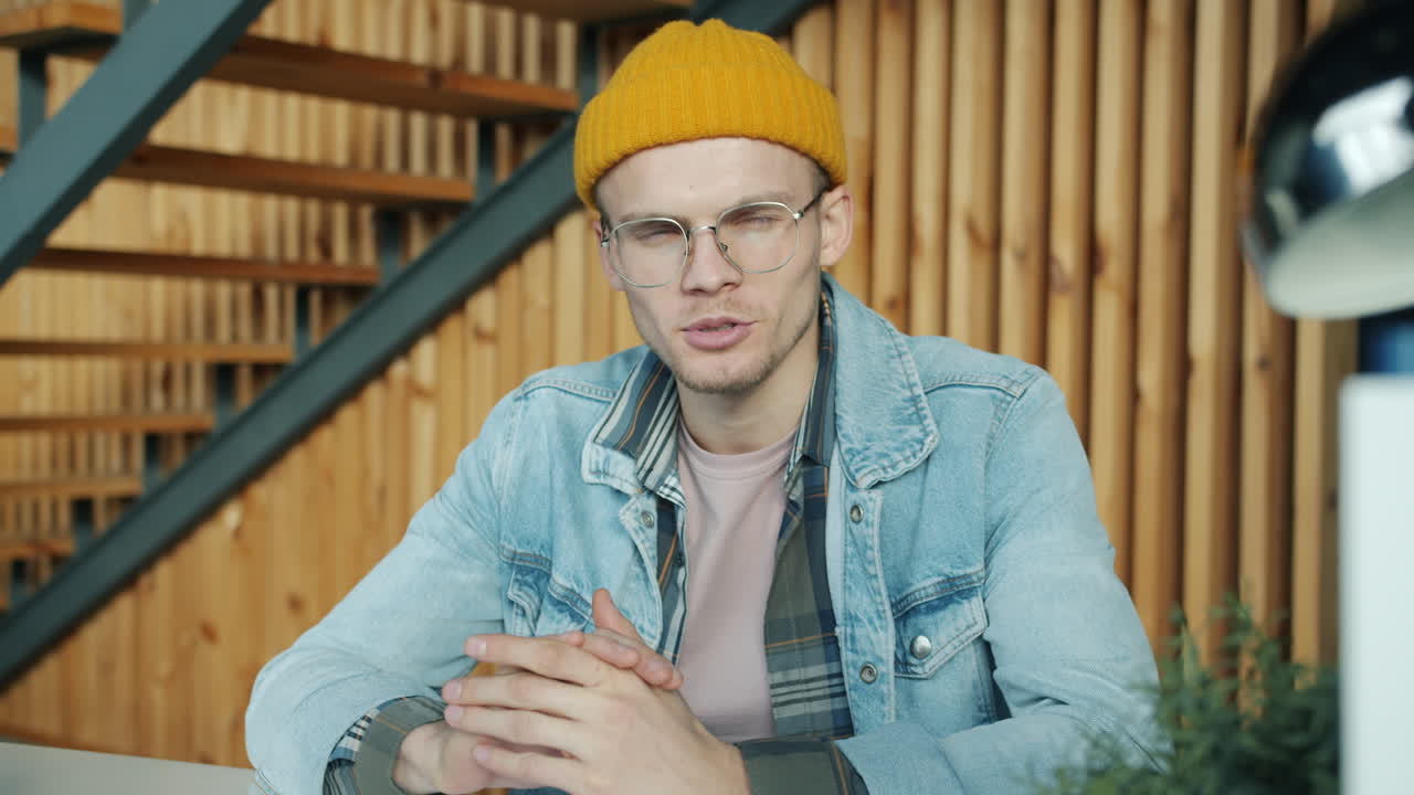 Man in Office Setting for Video Call
