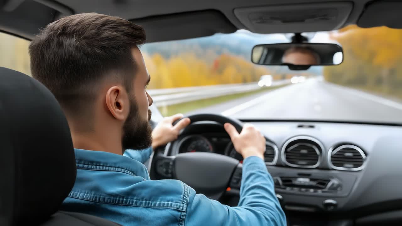 hombre conduciendo un coche en la carretera