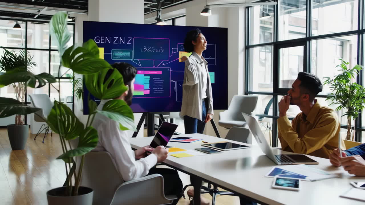 Business Team Presenting Ideas in a Modern Office Meeting