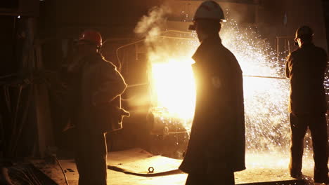 steel casting process in a factory