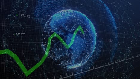 animación del procesamiento de datos sobre el globo sobre fondo negro