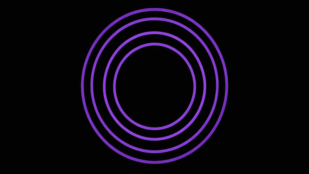 Abstract Animation of Concentric Purple Rings Expanding on Black Background