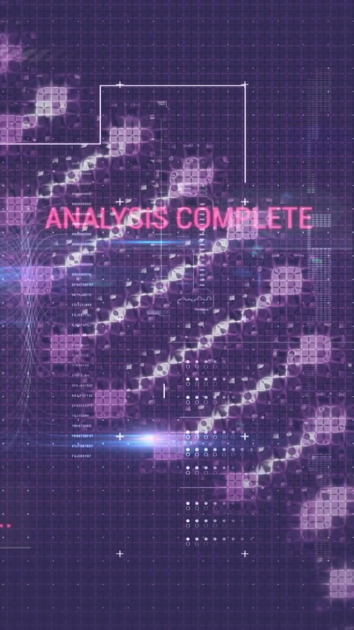 Animación de una hebra de ADN y procesamiento de datos digitales sobre fondo negro