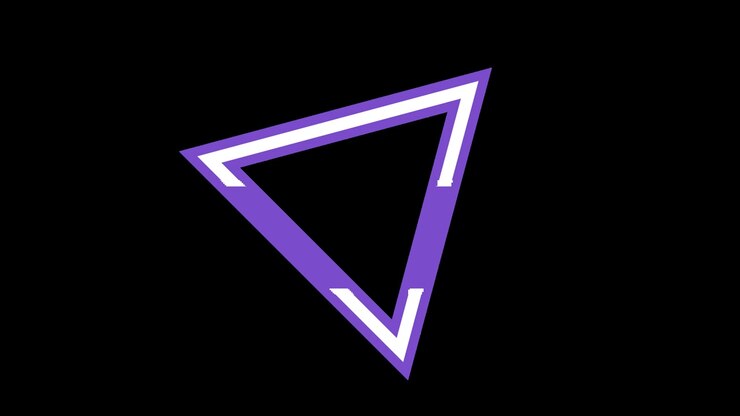 Animated Purple and White Tilted Triangle Title Frame on Transparent Background