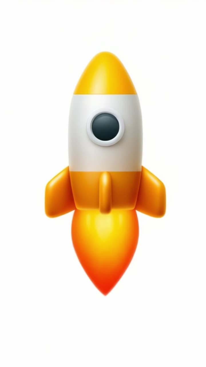 Exciting Rocket Animation: A Colorful Rocket Soars with Vivid Flames, Depicting Adventure, Exploration, and the Thrill of Space Travel in a Playful Style