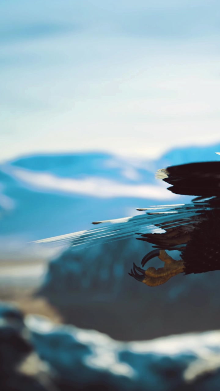 Aquila in volo su uno splendido paesaggio montano all'ora d'oro