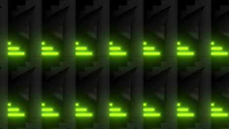 neon green geometric pattern on dark background