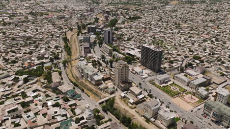 Cityscape-Aerial-View-Of-Istaravshan-In-Sughd-Province,-Tajikistan,-Central-Asia