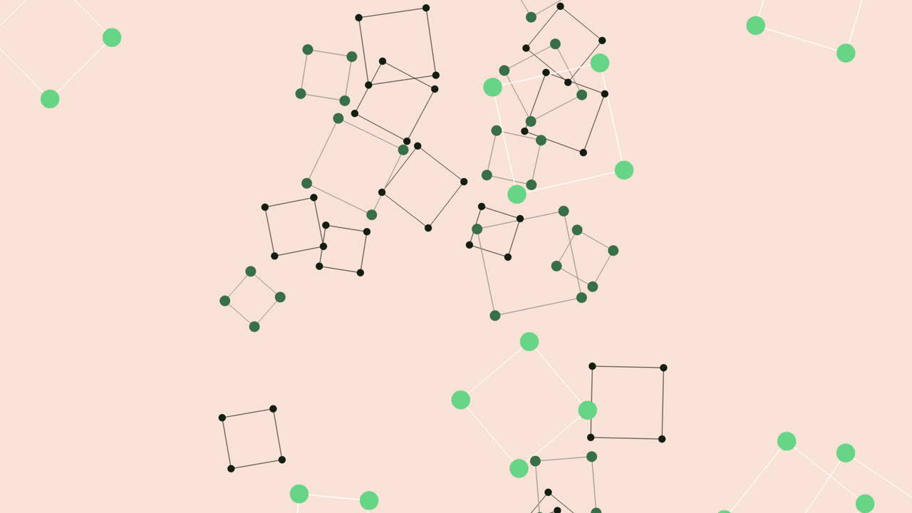 Flying cube shapes with dots and lines on gradient