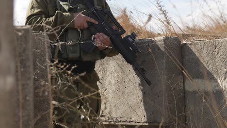 idf military (israel defense forces) tactical operation with assault rifles, golan heights, gaza