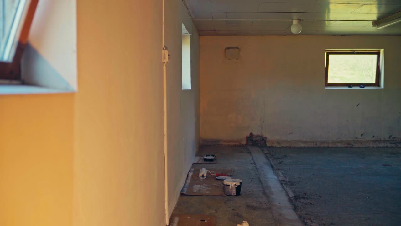Man Painting Interior Room Wall - Timelapse