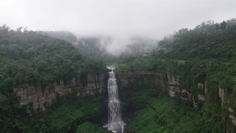 epic waterfall in jungle rainforest, high humidity landscape by a powerful waterfall