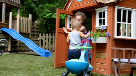 siblings playing in play house 4k