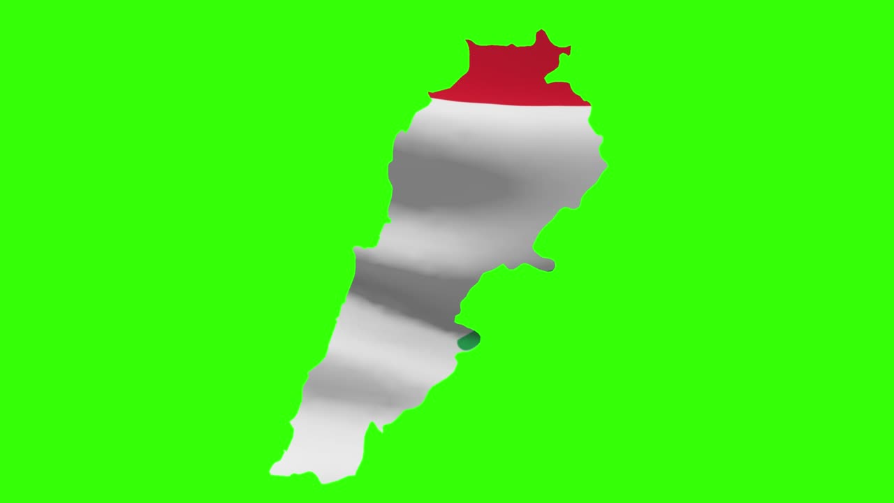 레바논 국가 모양 윤이 녹색 화면에 국가 발을 흔드는 애니메이션과 함께