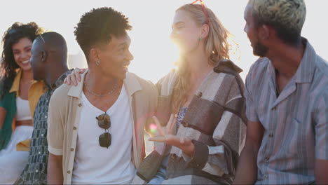 friends enjoying a sunset gathering