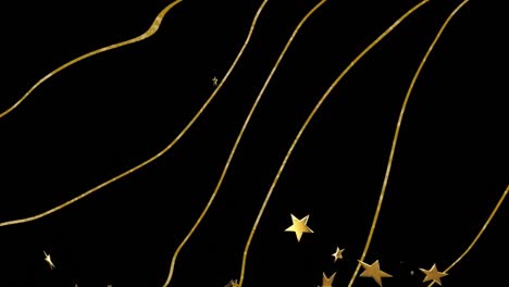 animation of yellow stripes and stars on black background