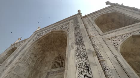 marble mausoleum of the taj mahal in agra, uttar pradesh, india. low angle shot