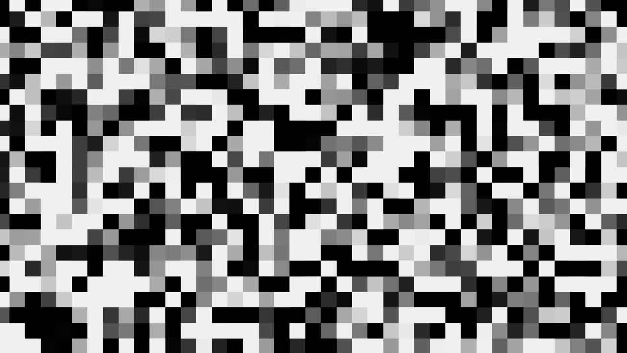 Static Noise On Tv Screen, White Noise, Black And White.  Binary dots cubes, pixel art
