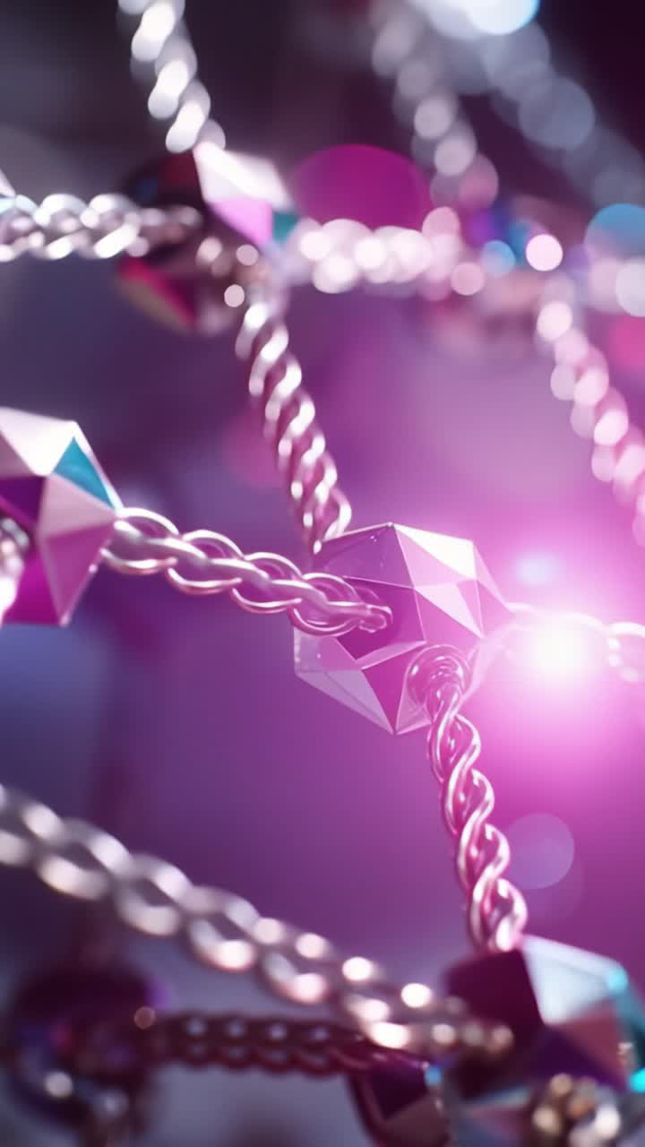 Complessi motivi astratti di luce e texture in una moderna rappresentazione digitale 3D, che mostrano elementi scintillanti su uno sfondo scuro.