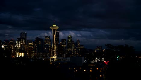 space needle at night