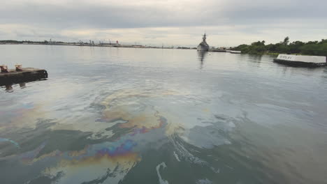 Sunken-USS-Arizona-Battleship-Oil-Leaking-At-Pearl-Harbor