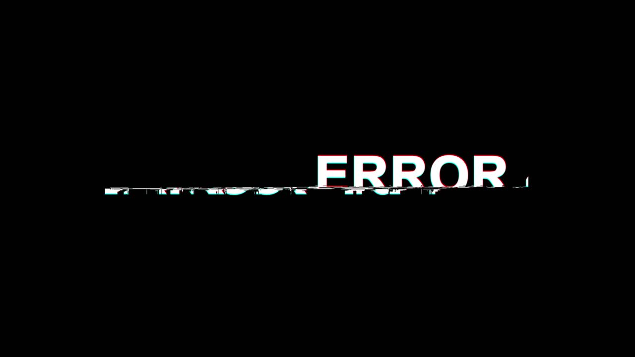 error 404 efecto glitch texto distorsión de televisión digital animación en bucle 4k