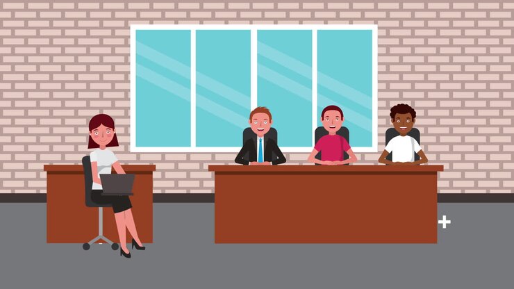 trial jury and businesswoman characters