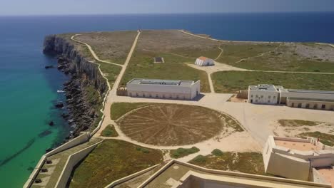 Drohnen-Vogelperspektive-Der-Burg-In-Sagres,-Portugal