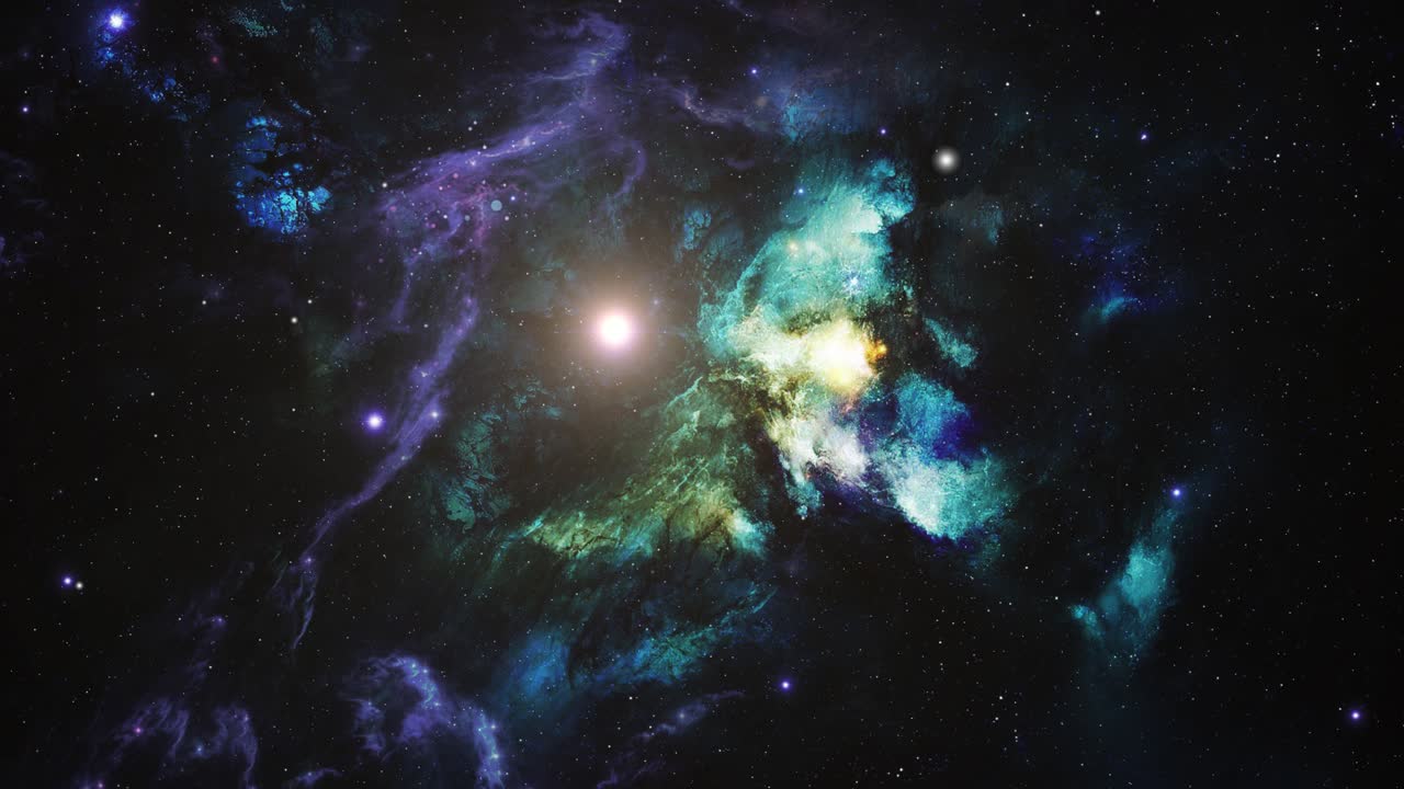 cosmos beauty with glowing nebula in space