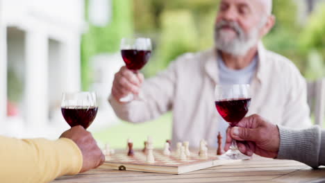 Senior-men,-toast-and-red-wine-with-retirement