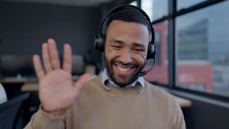 video, call center and happy man