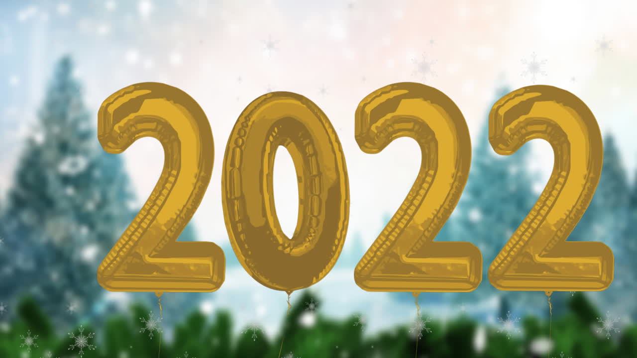 animación de 2022 texto sobre abetos en el paisaje de invierno