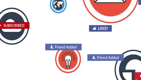 animation of social media icons on white background