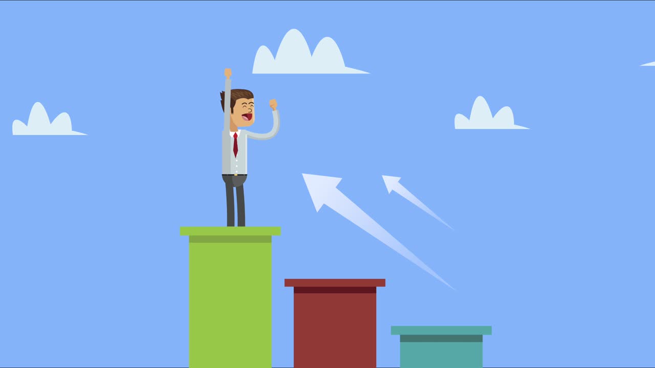 통계의 사업가 바와 화살표